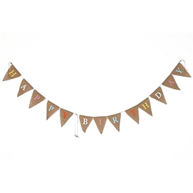 Banderines de arpillera de FELIZ CUMPLEAÑOS decoración de fiesta de cumpleaños (multicolor)