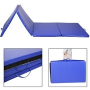 Costway 4'x10'x2" Folding Gymnastics Gym Exercise Mats Blue Stretching Yoga Mat Blue by Costway