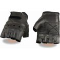 thumbnail image 1 of Sh216 Men's Black Leather Fingerless Gloves With Padded Palm, 1 of 2