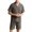 Coffee, variant on ZVNAΖH Men's Button Down Pajama Set, Short Sleeve Notch Collar Top with Pocket and Elastic Waist Shorts, Contrast Piping Summer Sleepwear, L-3XL