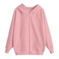 thumbnail image 4 of ZOYOEN Girls Hoodie with Pocekts- Long Sleeve Zip Up Lightweight Loose Fit Casual Kids Fall Jacket Pink Size 8, 4 of 6