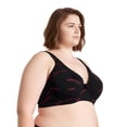 thumbnail image 2 of Curve Muse Women’s Unlined Plus Size Comfort Cotton Underwire Bra-Black/Red,Red-44DD, 2 of 6