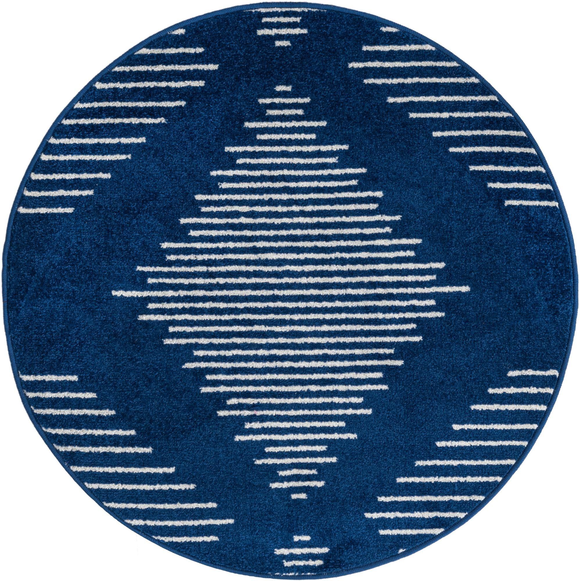 Large Navy Round Rugs Rugs.com Kai Collection Rug – 3 Ft Round Navy Blue Medium-Pile Rug ...