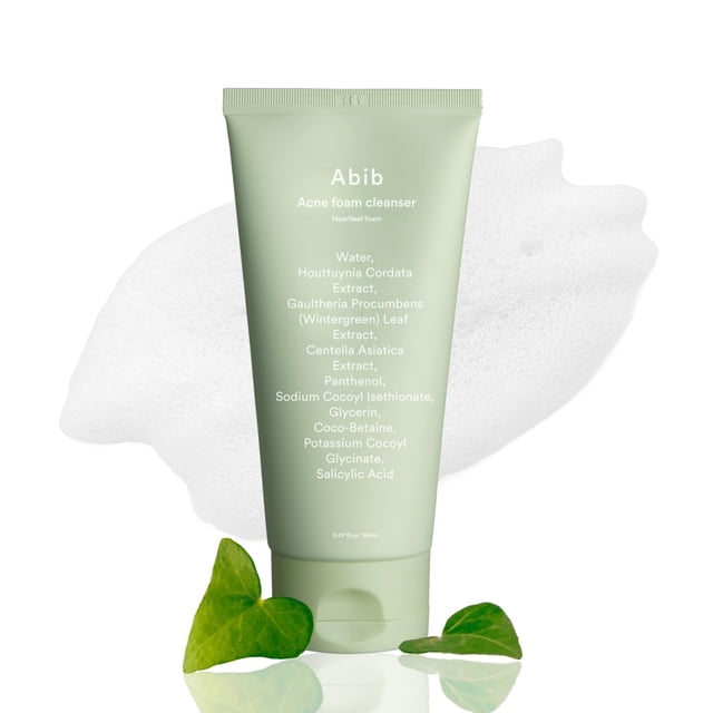 Limpiador en espuma para acné Cleanser Abib Heartleaf, 150 ml con pantenol
