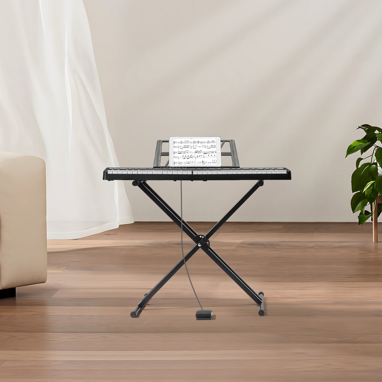 61 Key Folding Piano Semi-Weighted Standard Keyboards Digital Piano with Bluetooth, Handbag，for Piano Lover Black color