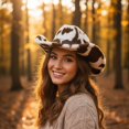 thumbnail image 2 of Vjnyvs Winter Cowboy Print Cowboy Hat Plush Western Hat Funny Cowboy Hat Wide Brim Cowboy Hat for Fancy Party Accessory, 2 of 7