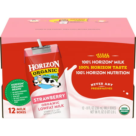 Horizon Organic Strawberry 1% Lowfat Milk, 8 fl oz, 12