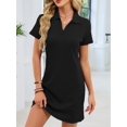 thumbnail image 6 of Women T Shirt Summer Dress Casual Business Mini Loose V-Neck Short Sleeve Dresses Black S, 6 of 10