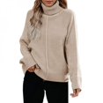 thumbnail image 1 of PENGXIANG Femmes Tricot Pulls à Col Roulé Manches Longues en Vrac Automne Hiver Pull de Base Pull Couleur Unie Pull, 1 of 6