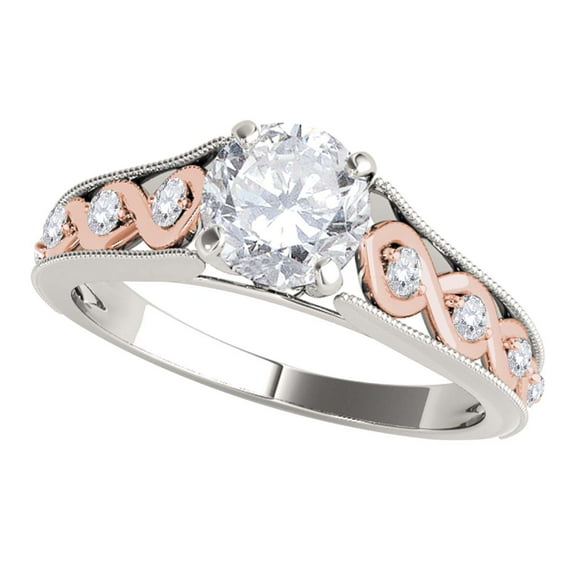 Aonejewelry 0.50 Ct. Halo Two-Tone Antique Diamond Engagement Ring In 14k Solid Rose & White Gold