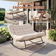 thumbnail image 2 of Oversized Outdoor Rocking Chair with Thick Cushion, Wicker Papasan Rocking Chair for Patio Garden, Heavy Duty Metal Frame 450 lbs Capacity, Reading Lounge Chair for Indoor Outdoor, 2 of 6