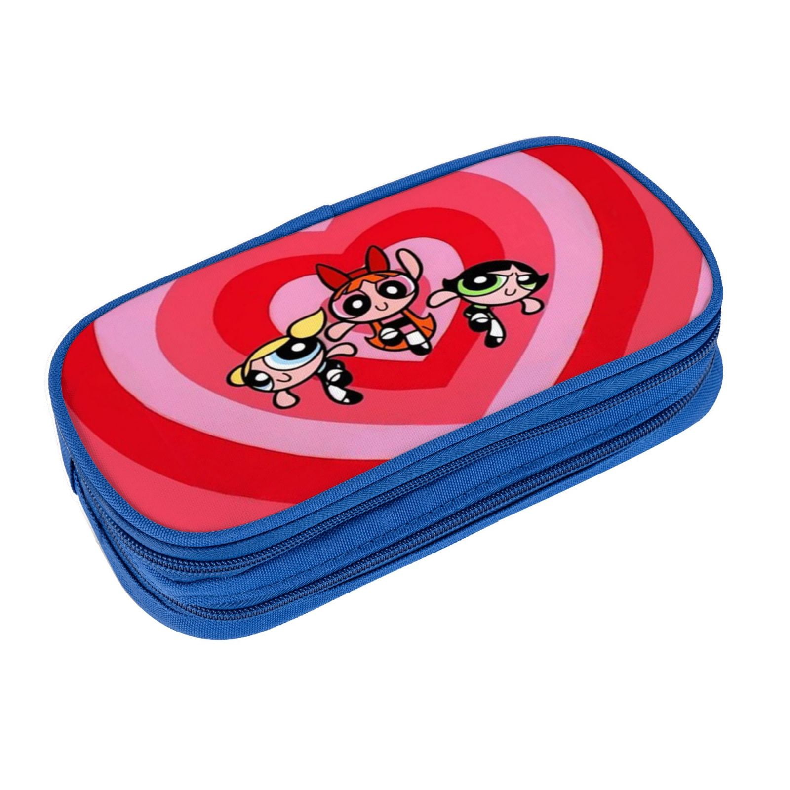 The Powerpuff Gi-rls Pencil Case Large Capacity Pencil Pouch Penbag Office Stationery Organizer Travel Makeup Bag Blue