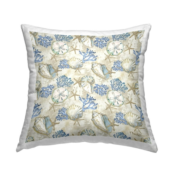 Stupell Industries Aquatic Sea Life Pattern Printed Throw Pillow Design by Paul Brent