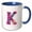 Blue/White, variant on 3drose, Alluring Letter K. Gorgeous Colorful Spring Flowers Artsy Gift, 11oz Two-tone Green Mug