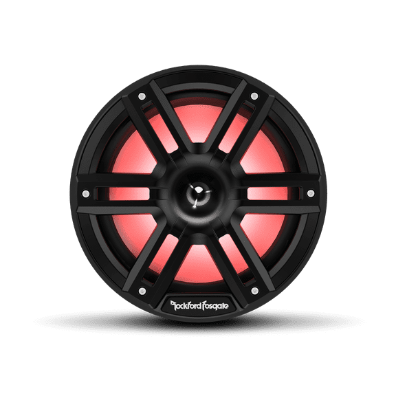 Rockford Fosgate M2-8HB Color Optix 8” 2-Way Coaxial Multicolor LED Lighted Marine Speakers with Horn Tweeters -Black / Stainless (Pair)