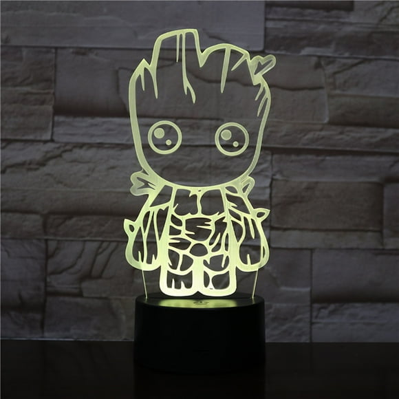 Lámpara decorativa de anime Night Light Baby Groot Guardians 3D Illusion