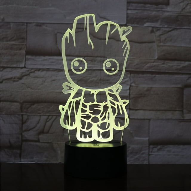 Lámpara decorativa de anime Night Light Baby Groot Guardians 3D Illusion