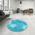 thumbnail image 3 of Ahgly Company Indoor Square Patterned Bright Turquoise Blue Area Rugs, 5' Square, 3 of 6