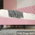 thumbnail image 6 of 4 Ever Winner Adjustable Twin Bed Frame, Pink Upholstered with Tufted Headboard forbedroom, 6 of 8