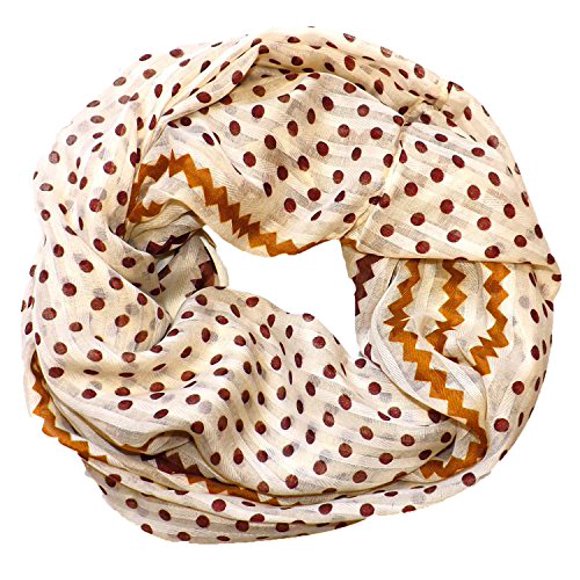 Peach Couture Multicolor Polka Dot And Zig-Zag Chevron Sheer Infinity Loop Scarf
