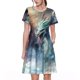thumbnail image 1 of Balery Ink Style Wave Dragon Vestidos sueltos de manga corta para mujer, vestidos de verano 2025, vestidos casuales de corte A con vuelo., 1 of 6
