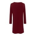 thumbnail image 6 of Women's Casual Mini Dress Long Sleeve Round Neck Loose Fit Ruffle Solid Comfortable Stylish Flowy Elegant Everyday Wear Womens Casual Trendy Midi Dresses, 6 of 6