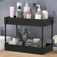 thumbnail image 1 of Under Sink Organizer 2 Tier Under Sink Shelf with 4 Hooks Bathroom and Kitchen Countertop Standing Rack Under Sink Organizer for Bathroom Kitchen, 1 of 7