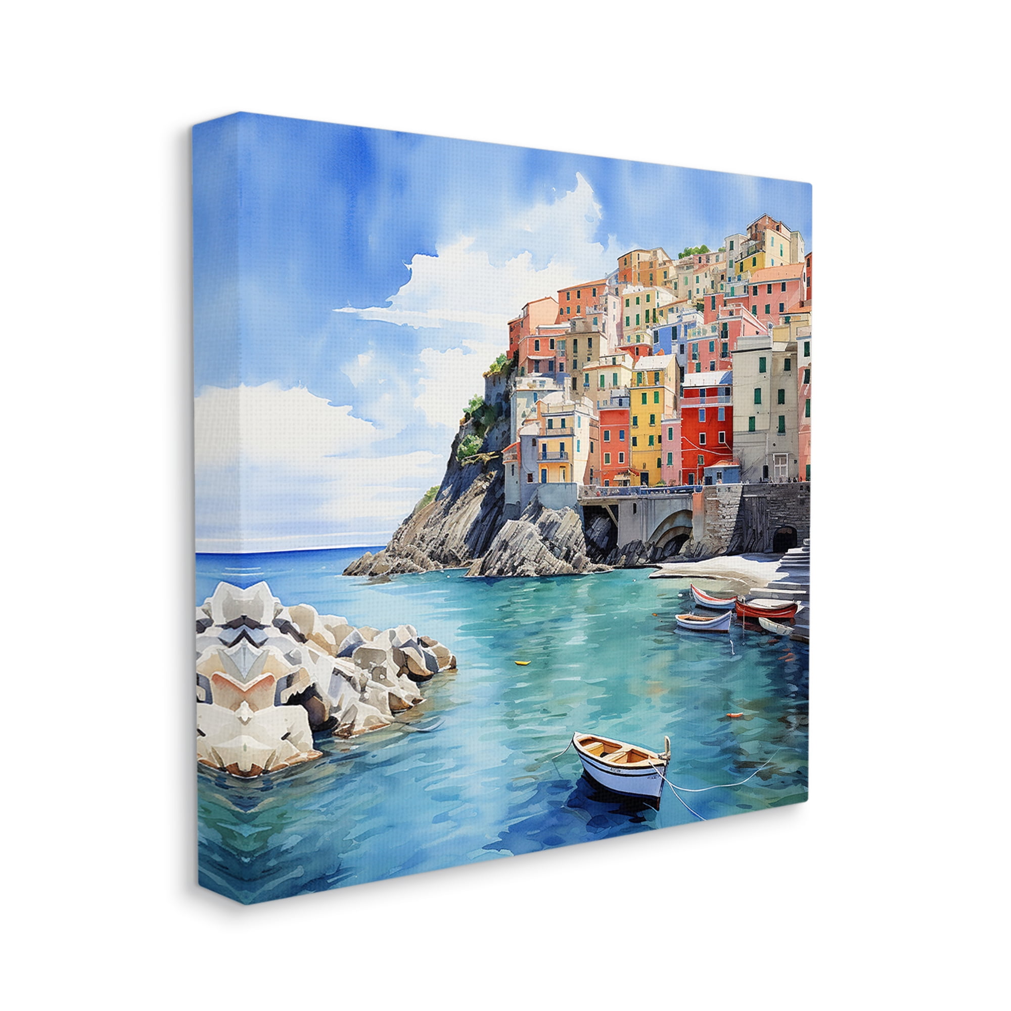 Stupell Industries Cinque Terre Port Travel & Places Painting Gallery Wrapped Canvas Art Print Wall Art, 24 x 24
