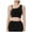 Black, variant on Women's High Sports Bra Secure Support Yoga Top With Removable Pads Fashion Asymmetric Shoulder Design For Black XL