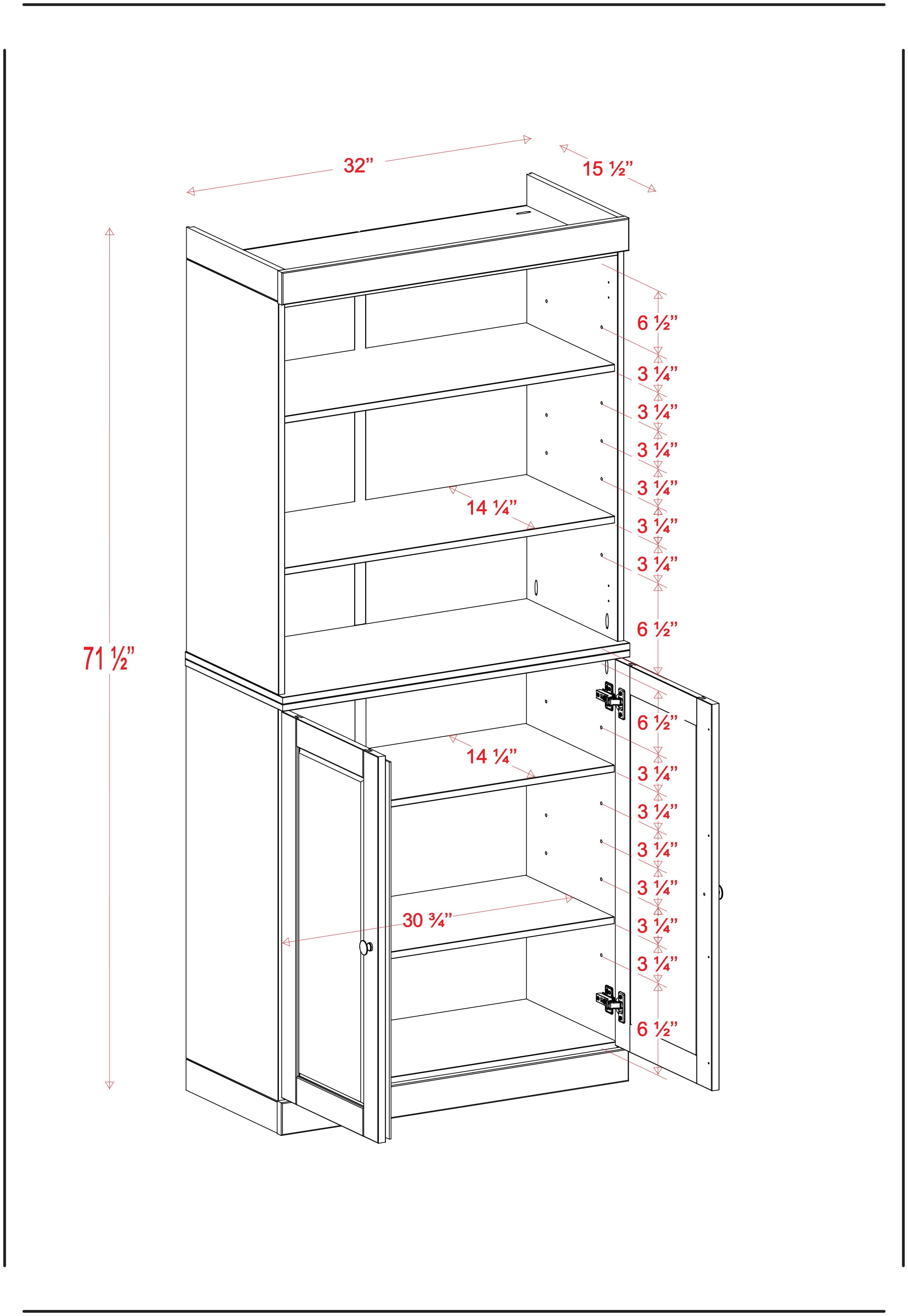 Palace Imports 100% Solid Wood 32" Pantry Cabinet, Solid Wood Doors, Aqua Blue