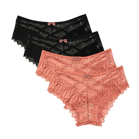 Kmdttou Panties for Women Sexy Lace High Cut Panties Comfort Bikini Panty Stretch Underpants Breathable Ladies Briefs (Available in Plus Size) Orange-XL