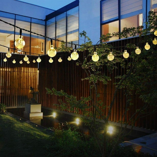 Guirlande lumineuse solaire, 50 LED étanche Globe Guirlande lumineuse de  jardin avec 8 modes pour balcon, terrasse, arbre, parfait pour la  décoration intérieure extérieure (blanc chaud) 