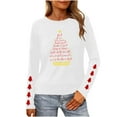 thumbnail image 2 of HOMBOM Womens Shirts White Long Sleeve Festive Christmas Ugly Reindeer Xmas T Shirts for Female, 2 of 9