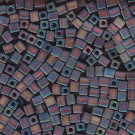Matte Frost Combs - 20 Grams Frosted Rainbow Dark Amber Ab Matte Miyuki 4mm Square Cube Glass Seed, Loose Beads,