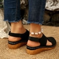 thumbnail image 3 of Wedge Sandals for Women Closed Toe Hollow out Fashion Gladiator Summer Beach Orthopedic Shoes with Hook and Loop Black Size 6.5, 3 of 7