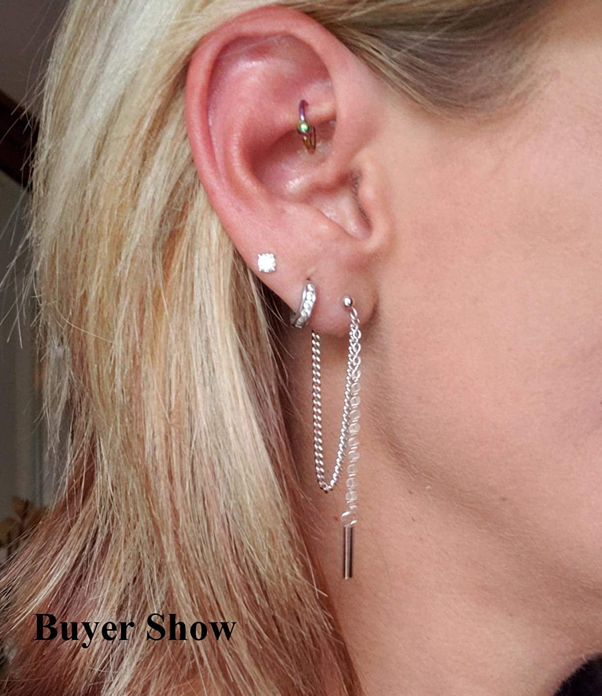 SLUYNZ 925 Sterling Silver Bar Dangle Earrings for Women Teen Girls Threader Earrings Chain 
