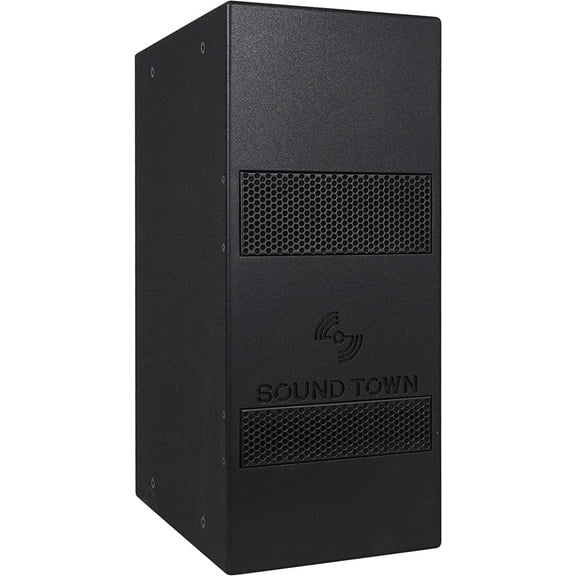 Sound Town Dual 8" IP55 Weatherproof Subwoofer with Folded Horn Design for Outdoor Installations, Black (TITAN-S28B)