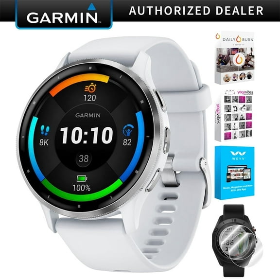Garmin 010-02784-00 Venu 3 Health Fitness GPS Smartwatch Silver Steel Bezel w/ Whitestone Case (45mm) Bundle with Deco Screen Protector, Tech Smart USA Fitness Suite| Official Garmin USA Dealer