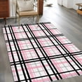 thumbnail image 2 of Hallway Runner Rug 2.7'x5', Pink Black Plaid Long Non-slip Runner Rugs, Farmhouse Pink Black Checkered Washable Outdoor Indoor Throw Floor Carpet Mat for Living Room/Bedroom/Kitchen/Office/Laundry, 2 of 9