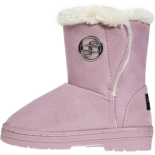 bebe bebe Toddler Girls Winter Boots with Fur Trims SlipOn MidCalf