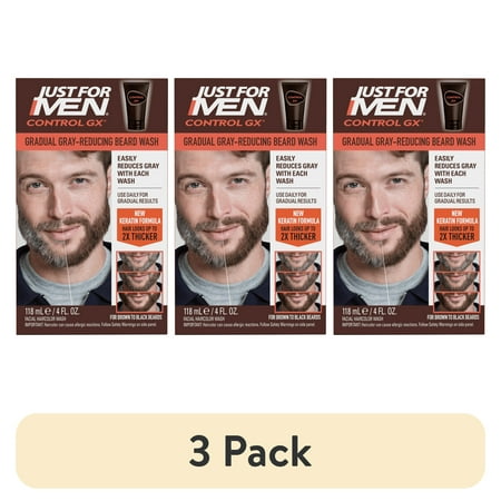 (3 pack) Just for Men Control GX Grey Reducing Beard Wash 4 fl oz