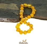 Amberalia Baby Baltic Amber TeethingBracelet/Anklet, Lab-tested, Certified Genuine Amber, drooling and teething relief - boost immune system - Infants/toddler - Handmade Raw Lemon 5.5