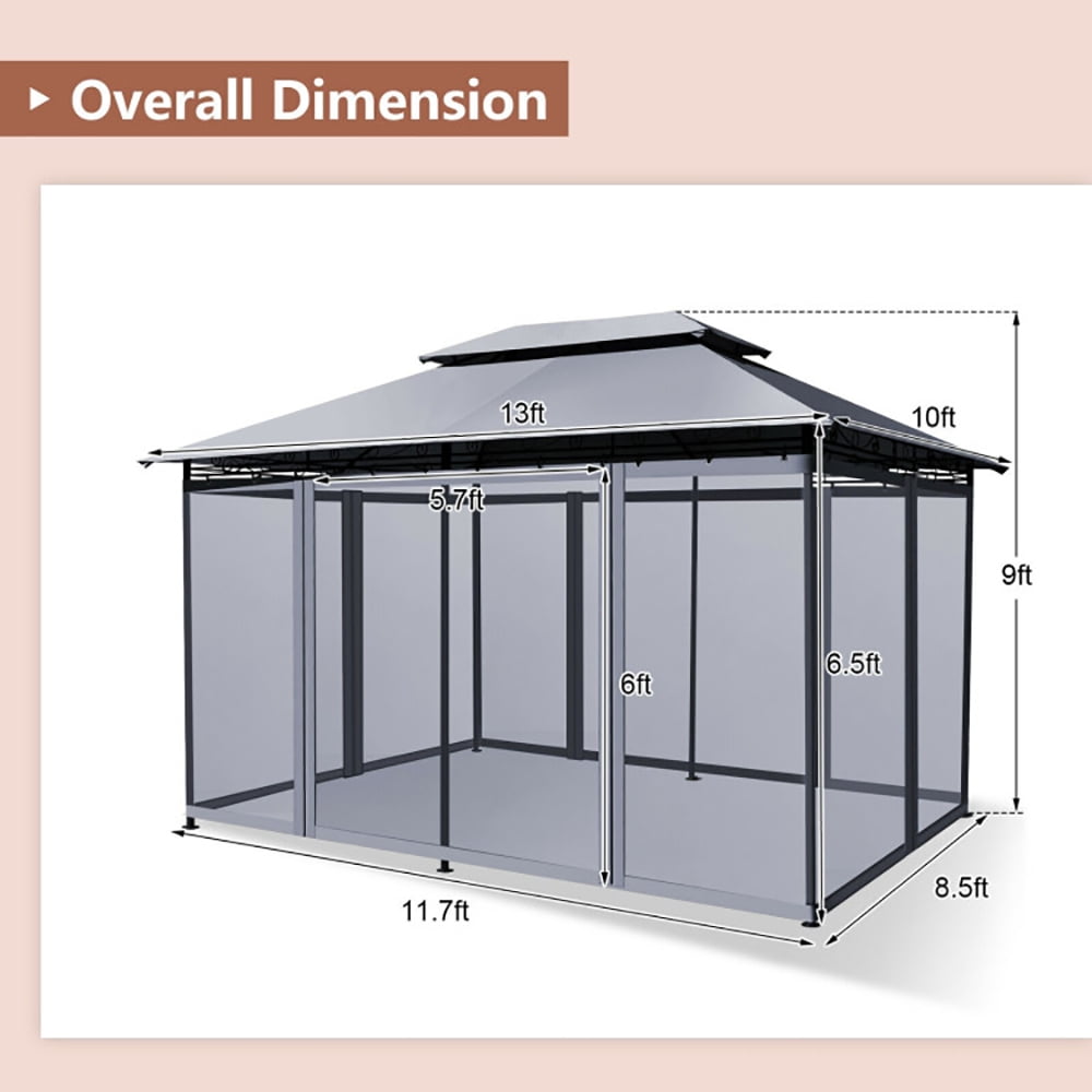 Aimee Lii 10 x 13 Feet Tent Canopy Shelter with Removable Netting Sidewall, Backyard Canopy Gazebo for Party Wedding BBQ Events, Gray