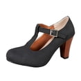 thumbnail image 7 of Women T-Strap High Heels Fashion Platform Round Toe Adjustable Strap Pumps Leather Summer Sweet Dress Shoes Black Size 8.5, 7 of 7