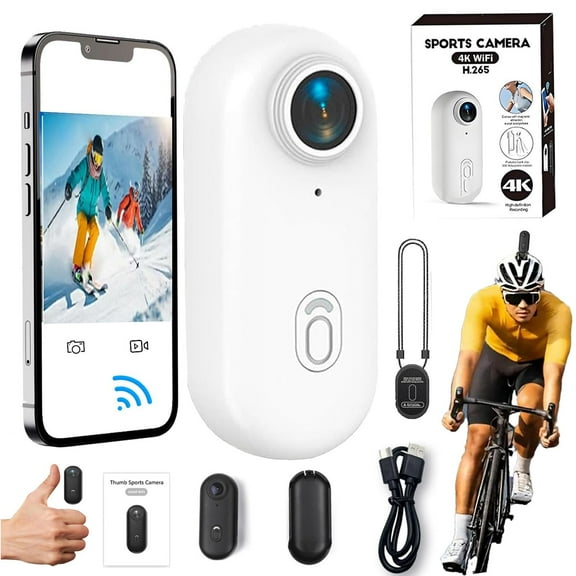 Varnock HD Action Camera, Mini Magnetic Camera, Waterproof Compact 4k Bodycam Records in HD, 170° Wide-Angle Shooting, Perfect for Adventures and Car Lovers (White 1080P A)