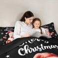 thumbnail image 5 of Manfei Cartoon Snowman Full Size Comforter Sets 3-Piece for Girls Boys, Merry Xmas Christmas Snowflake Bedding Comforter Set, Happy New Year Gift Bedding Sets, Black Luxury Bedroom Decor, 5 of 8