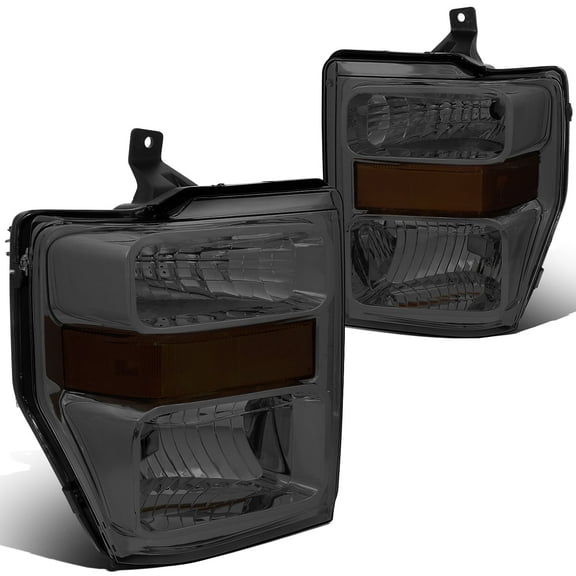 DNA Motoring For 2008-2010 Ford F250 F350 F450 F550 Super Duty Smoked Headlight Lamps Piar