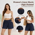 thumbnail image 2 of SWQZVT Women's Linen Shorts High Waisted Drawstring Elastic Waist Lounge Shorts with Pockets Summer Casual Beach Vacation Shorts, 2 of 6