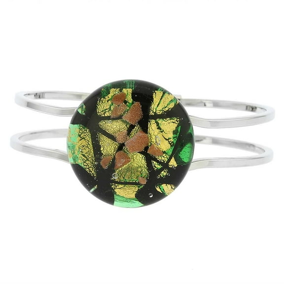 GlassOfVenice Murano Glass Venetian Reflections Metal Bracelet - Green Gold