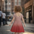 thumbnail image 5 of Kids A Line Sundresses Polka Dot Stripe Print Short Sleeve Outdoor Holiday Casual Girls Dresses, 5 of 5